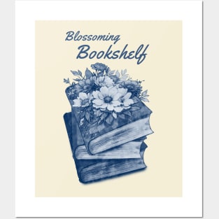 Blossoming Bookshelf, Reading books, pink flowers growing from book, Book Sticker, bookworm gift for reader,student gift, lover books Posters and Art